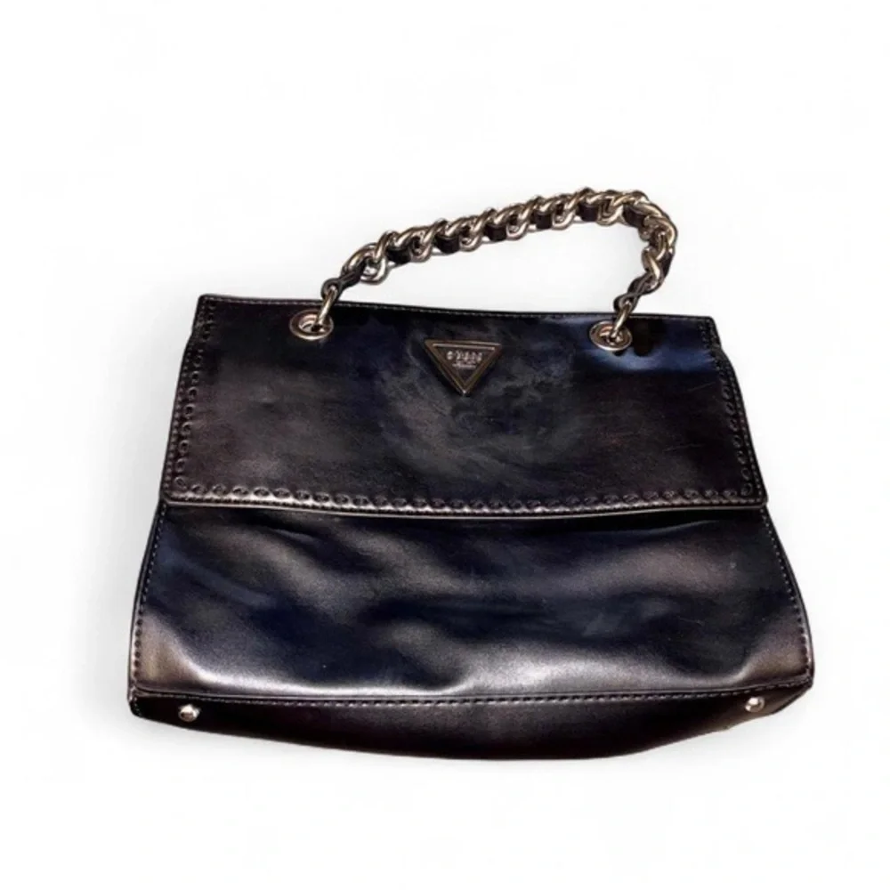 GUESS Sawyer Black Satchel Handbag